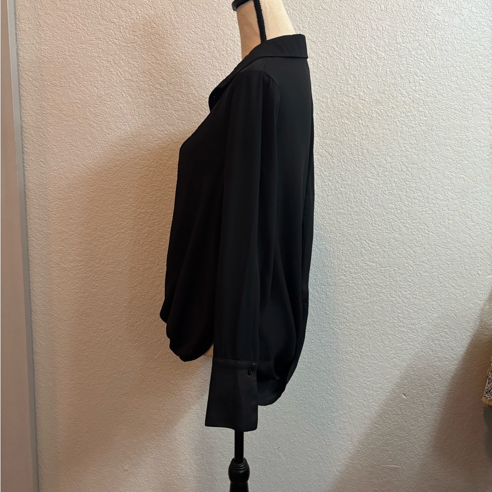 Gracia Black Blouse with Faux Leather & Twist Hem Details - Picture 7 of 10